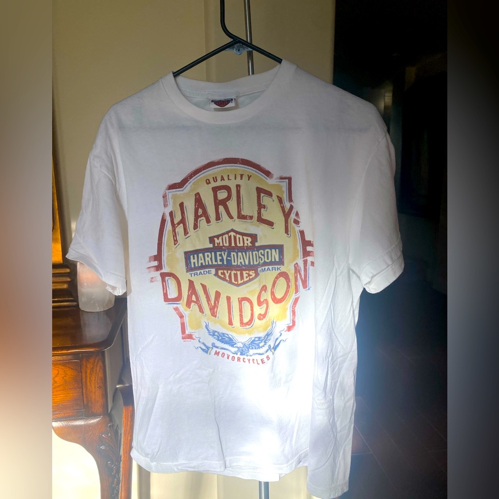 Harley Davidson White Graphic Tee Shirt